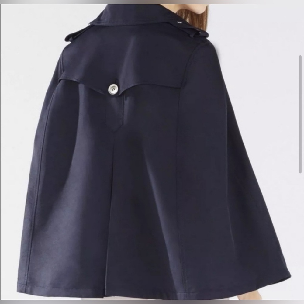 BCBGMAXAZRIA Asymmetrical Cape Sm Black Moto Poncho Jacket Structured Utility - Picture 4 of 8